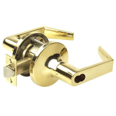 Yale Grade 1 Entry Cylindrical Lock, Augusta Lever, LFIC 6-Pin Less Core, Bright Brass Finish, Non-handed AU5407LN ICLC 605